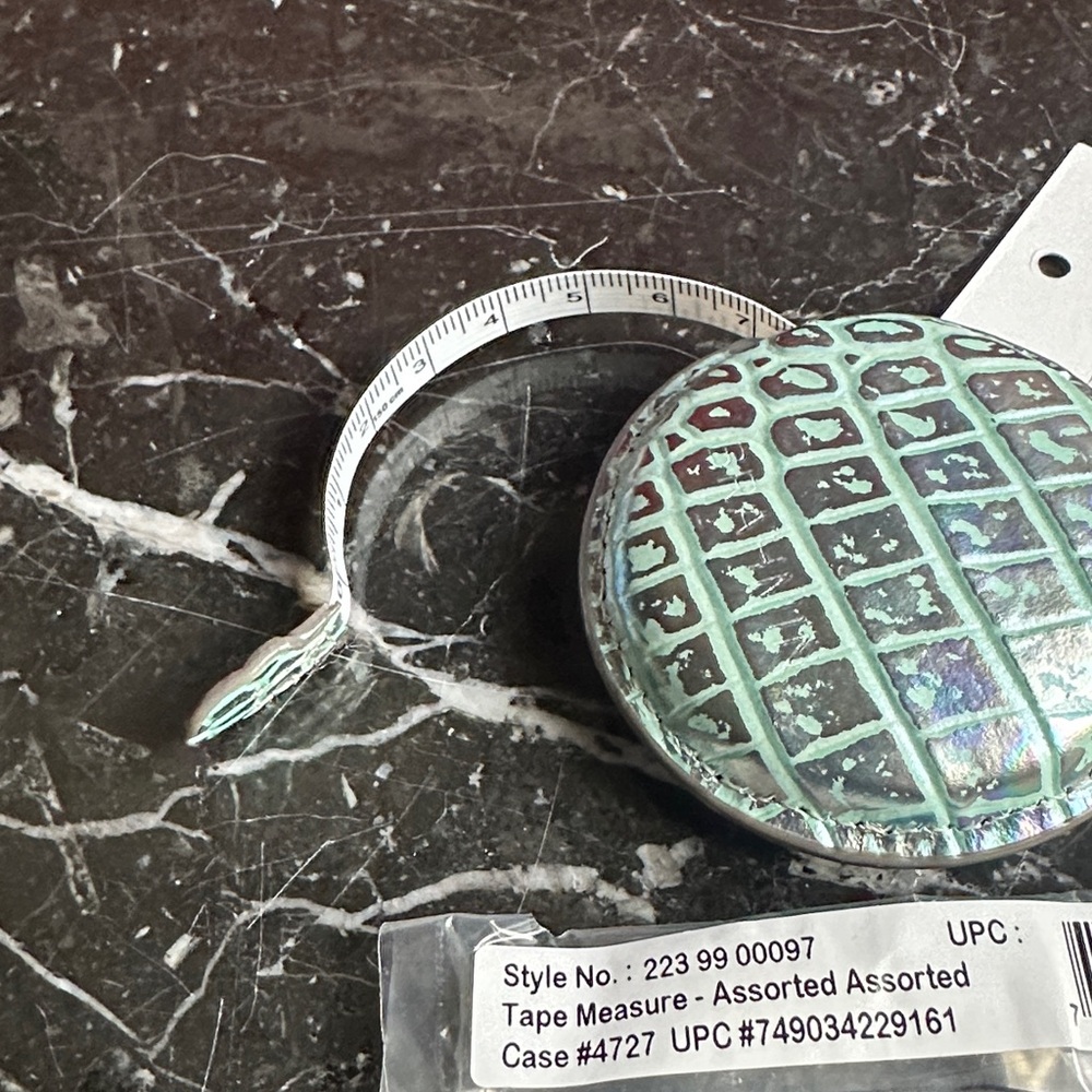 Brahmin Iridescent Mint Green Croc-Embossed Round Tape Measure - Picture 3 of 3